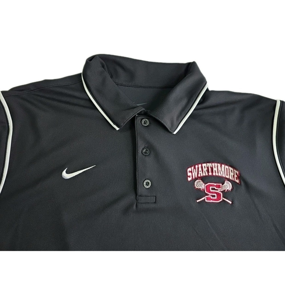 Nike SWARTMORE COLLEGE Lacrosse Polo Shirt Dri-Fit Men's X-Large BLACK
